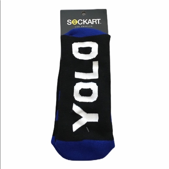 Sockart YOLO Crew Socks, Black, Blue, White - Picture 1 of 4